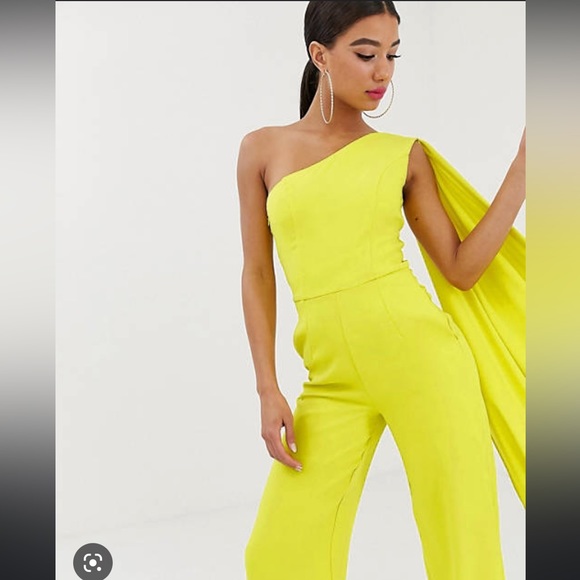 ASOS Pants - One shoulder jumpsuit with train
